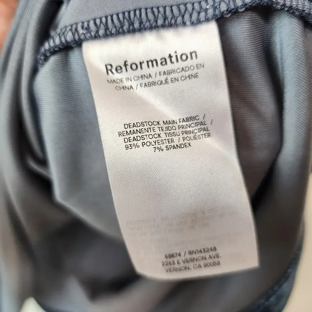 Reformation Jaelynn Mini Dress Blue Velvet Long Sleeve SMALL Boat Neck - Picture 7 of 7